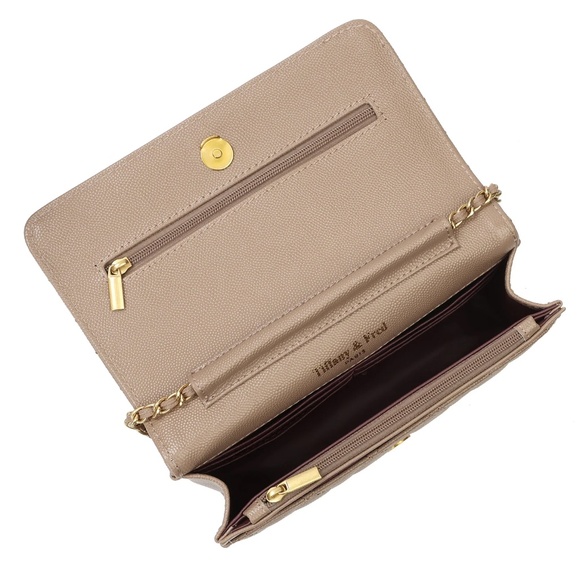 Tiffany & Fred Paris Quilted Caviar Leather Crossbody Shoulder Bag - Tan - Picture 3 of 4